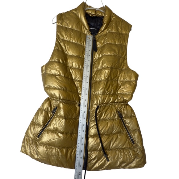 Mackage Metallic Gold Down Puffer Vest Lightweight Luxury Outerwear Small - Picture 7 of 13
